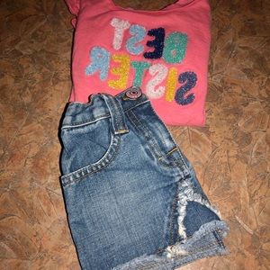 Best Sister shirt and jean skirt